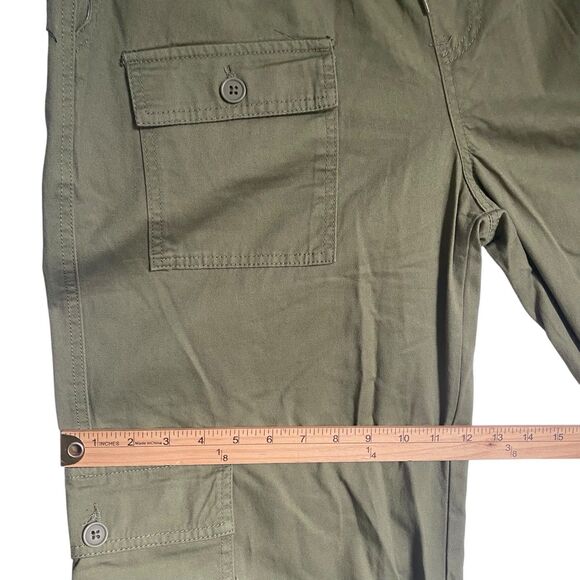 Military Cargo Jogger Pants Women M Army Green Wide Leg Elastic Waist Outdoor - Picture 7 of 11